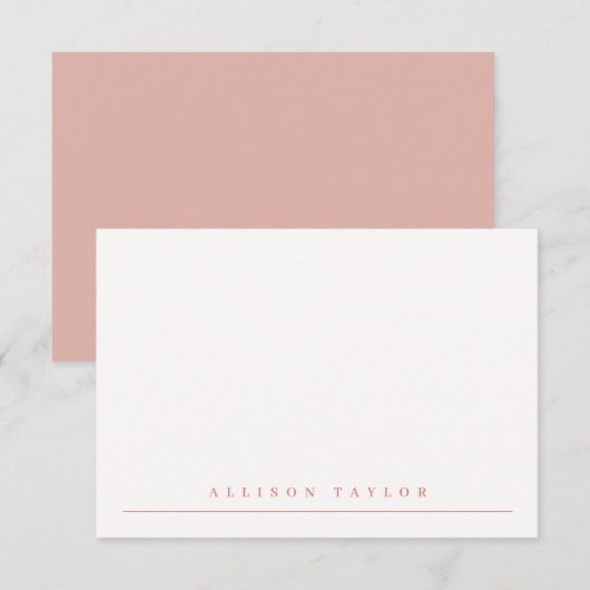 Eenvoudige Elegant Stusty Roze Aangepaste Naam Notitiekaartje (Voorkant / Achterkant)