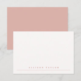 Eenvoudige Elegant Stusty Roze Aangepaste Naam Notitiekaartje