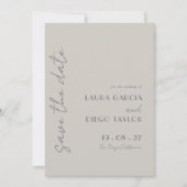 Eenvoudige Elegant Taupe bruiloft Save The Date (Voorkant)
