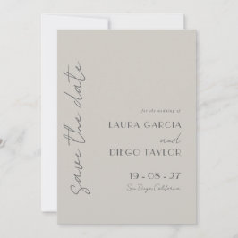 Eenvoudige Elegant Taupe bruiloft Save The Date