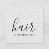 Eenvoudige Elegant textuur White Hair Stylist Vierkante Visitekaartje (Voorkant)