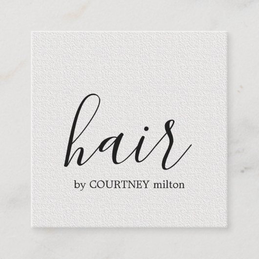 Eenvoudige Elegant textuur White Hair Stylist Vierkante Visitekaartje (Voorkant)
