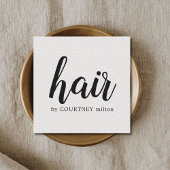 Eenvoudige Elegant textuur White Hair Stylist Vierkante Visitekaartje