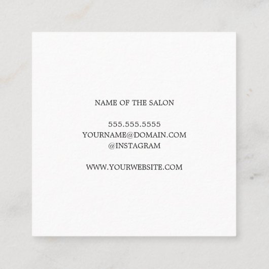 Eenvoudige Elegant textuur White Hair Stylist Vierkante Visitekaartje (Achterkant)