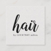 Eenvoudige Elegant textuur White Hair Stylist Vierkante Visitekaartje (Voorkant)