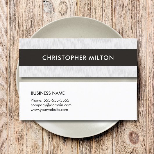 Eenvoudige Elegant Textuur Wit Zwart Stripe Attorn Mini Visitekaartje