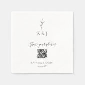 Eenvoudige Elegant Trouwen Deel uw foto's QR-code Servet (Voorkant)