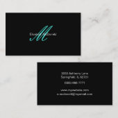 Eenvoudige Elegant Turquoise en Black Visitekaartje (Voorkant / Achterkant)