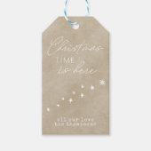 Eenvoudige Elegant Typografie Dusty Taupe Kerstmis Cadeaulabel (Voorkant)