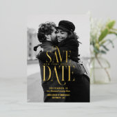 Eenvoudige Elegant Typografie foto slaat de datum  Folie Uitnodiging (Staand Voorkant)