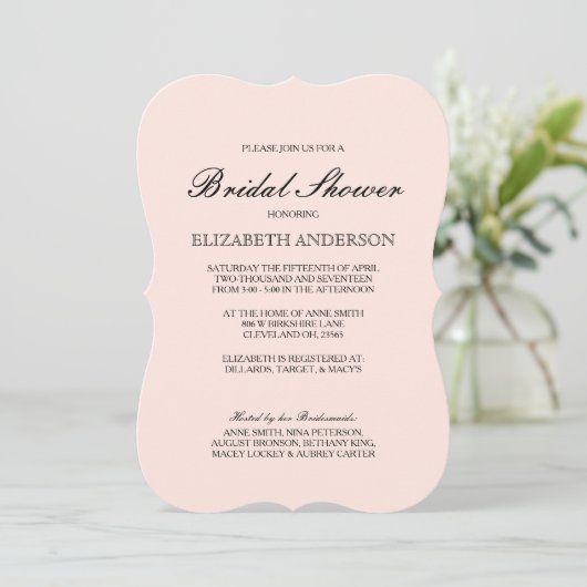 Eenvoudige Elegant Typography Bridal Shower Invita Kaart (Staand voorkant)