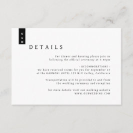 Eenvoudige Elegant Typography Monogram Weddenschap Informatiekaartje
