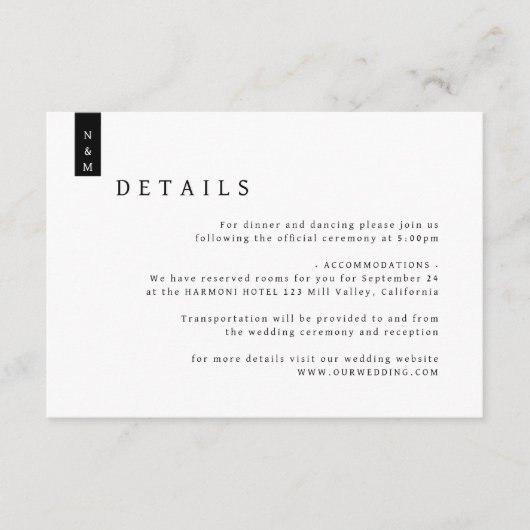 Eenvoudige Elegant Typography Monogram Weddenschap Informatiekaartje (Voorkant)