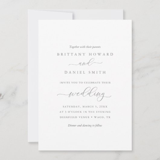 Eenvoudige Elegant Typography Wedding Invitation Kaart (Voorkant)