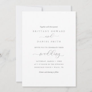 Eenvoudige Elegant Typography Wedding Invitation Kaart