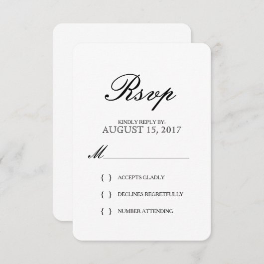 Eenvoudige Elegant Typography Wedding RSVP Card (Voorkant / Achterkant)