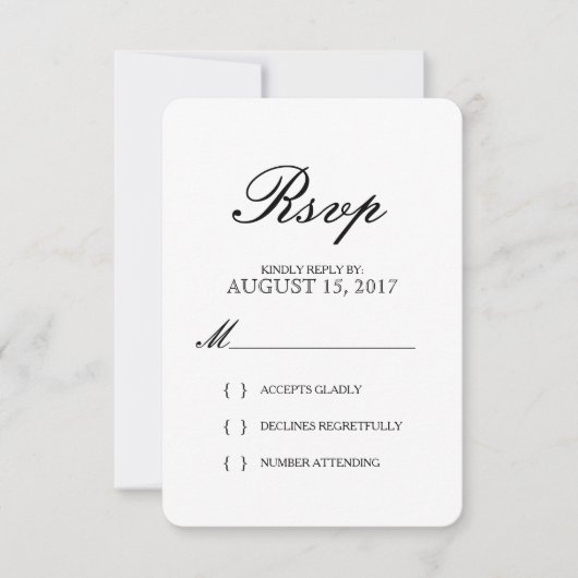 Eenvoudige Elegant Typography Wedding RSVP Card (Voorkant)