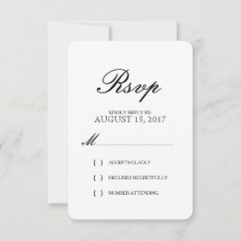 Eenvoudige Elegant Typography Wedding RSVP Card Kaartje