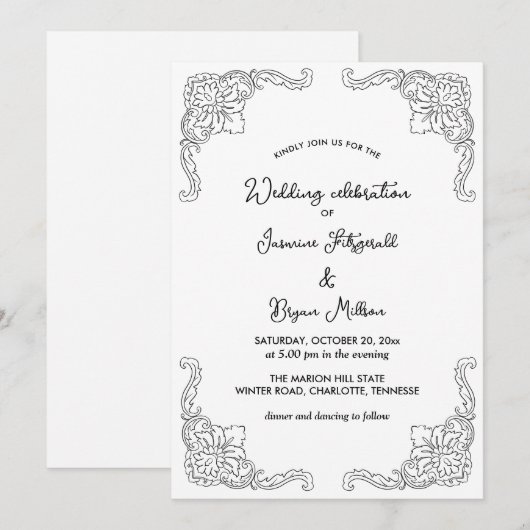 Eenvoudige Elegant Vlaanderen Vintage | Weddenscha Kaart (Voorkant / Achterkant)