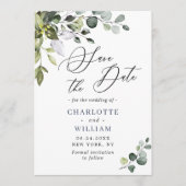 Eenvoudige Elegant Waterverf Eucalyptus Weduwen op Save The Date (Voorkant)