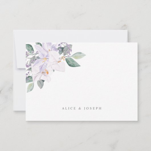 Eenvoudige Elegant Waterverf Orchids & Greenery RSVP Kaartje (Achterkant)