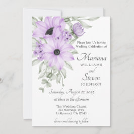 Eenvoudige Elegant Waterverf Paarse Floral Kaart