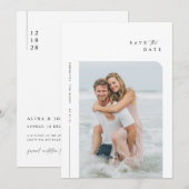 Eenvoudige Elegant Weddenfoto slaat de datum op Kaart (Voorkant / Achterkant)