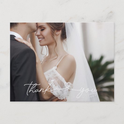 Eenvoudige Elegant Weddenschap Foto Dank je Briefkaart (Voorkant)