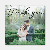 Eenvoudige Elegant Weddenschap Foto Dank je Magneet (Voorkant)