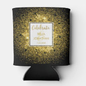 Eenvoudige Elegant Weddenschap Gold Glam Glitter C Blikjeskoeler (Achterkant)