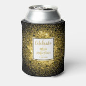 Eenvoudige Elegant Weddenschap Gold Glam Glitter C Blikjeskoeler (Blikje Achterkant)