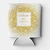 Eenvoudige Elegant Weddenschap Gold Glam Glitter C Blikjeskoeler (Voorkant)