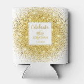 Eenvoudige Elegant Weddenschap Gold Glam Glitter C Blikjeskoeler (Achterkant)