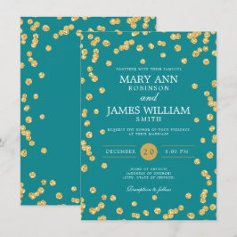 Eenvoudige Elegant Weddenschap Gold Glitter Confet Kaart