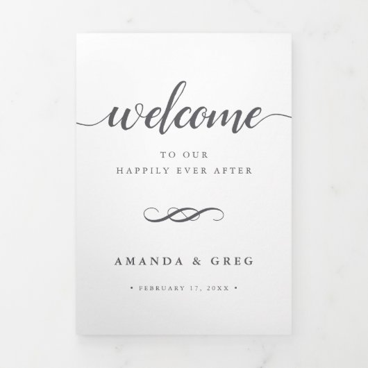 Eenvoudige elegant Weddenschap Welkomstbrief en re Drieluik Programma (Cover)