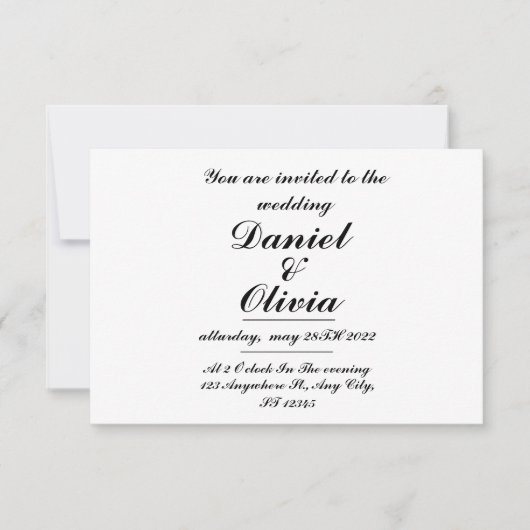 Eenvoudige Elegant Wedding Invitation Sjabloon Kaart (Voorkant)