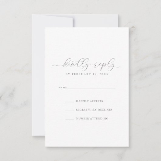 Eenvoudige Elegant Wedding RSVP-kaart Kaart (Voorkant)
