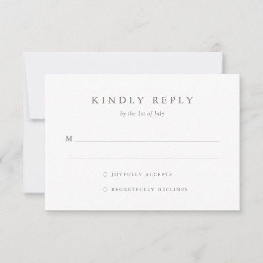 Eenvoudige Elegant Wedding RSVP-kaart RSVP Kaartje (Voorkant)