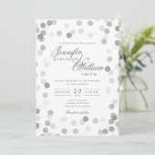 Eenvoudige Elegant Wedding Silver Confetti Kaart (Staand voorkant)