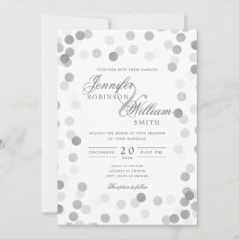 Eenvoudige Elegant Wedding Silver Confetti Kaart