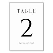 Eenvoudige Elegant Wedding Table Numbers Kaart (Achterkant)