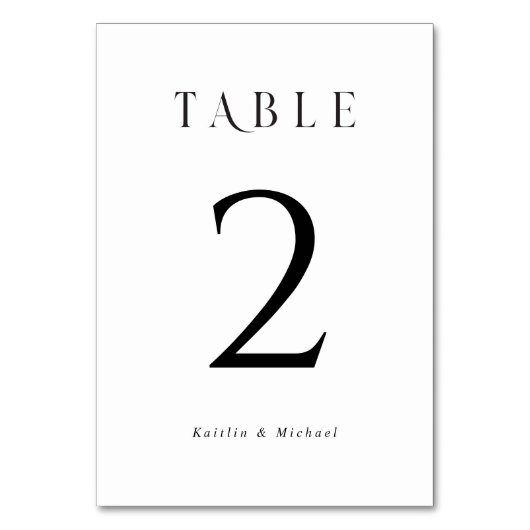 Eenvoudige Elegant Wedding Table Numbers Kaart (Voorkant)