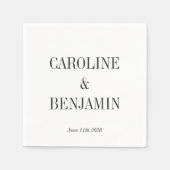 Eenvoudige Elegant White Background Custom Wedding Servet (Voorkant)