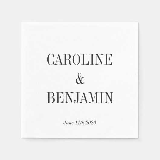 Eenvoudige Elegant White Background Custom Wedding Servet (Voorkant)