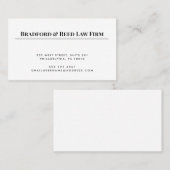 Eenvoudige Elegant White Black Professional Attorn Visitekaartje (Voorkant / Achterkant)