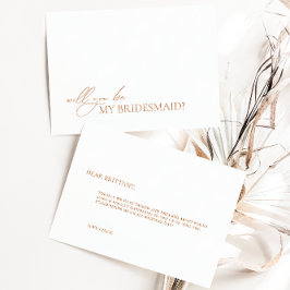 Eenvoudige Elegant White Bridesmaid proposal Kaart