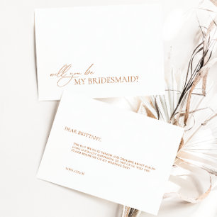 Eenvoudige Elegant White Bridesmaid proposal Kaart