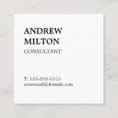 Eenvoudige Elegant White Consultant Vierkante Visitekaartje (Voorkant)