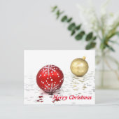 Eenvoudige Elegant White Decor Red Ball Merry Kers Feestdagenkaart (Staand voorkant)