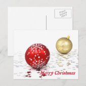 Eenvoudige Elegant White Decor Red Ball Merry Kers Feestdagenkaart (Voorkant / Achterkant)